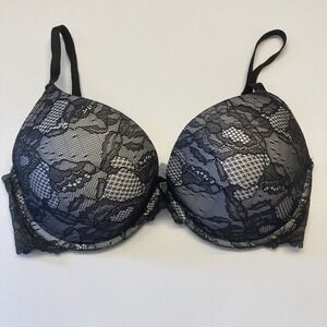 Victoria's Secret Biofit Demi Uplift‎ Bra Underwire Lace Overlay Size 34DD